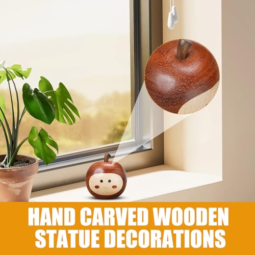 Figurine sculptée main en bois, statue fruit décorative miniature pour maison et bureau