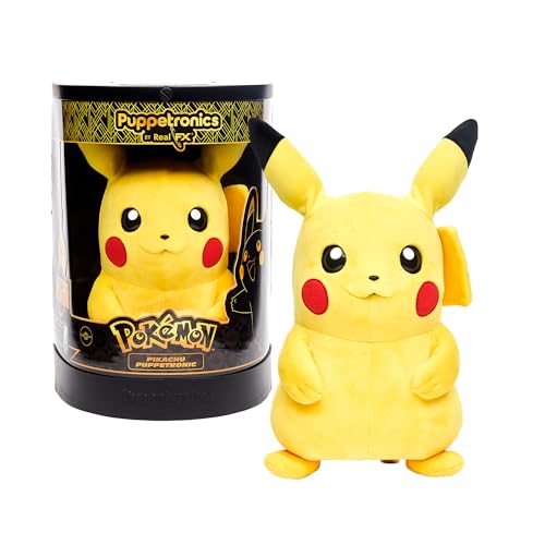 Puppetronic Pikachu Muñeco Animatrónico Interactivo, Más de 100 Acciones y Sonidos, Mueve Ojos, Orejas y Boca, Habla y se Sonroja, Incluye 4 Ataques, Experiencia Inmersiva para Fans, Famosa (REK00000)