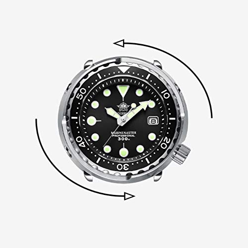 Addiesdive Scuba Mens Diving Watch Automatic Diver 300M 47.5Mm Big Black Analog Luminescent Chromalight Dial #TOP3