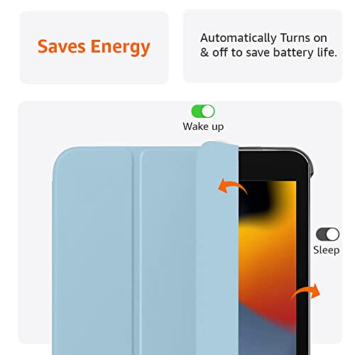 Image of amazon basics Smart Trifold Hard Matte Back Flip Stand Case Cover for Apple iPad 10.2 Cover iPad 9th Generation Cover 2021 8th Gen 2020 7th Gen 2019 Generation Case [Auto Sleep /Wake Case] - Sky Blue