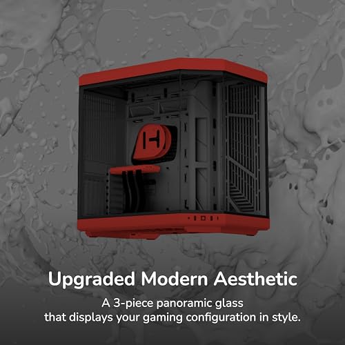 Image of Hyte Y70 Modern Aesthetic Gaming PC Case - Panoramic Glass | High-Airflow Design | Cable Management | Dual Chamber ATX Mid-Tower Chassis | 10 Fan Capacity | Luxury PCIe 4.0 Riser Cable - Cherry (Red)