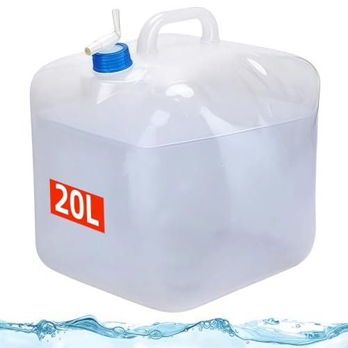 ZUMVIVIN Wasserkanister Faltbar 20L mit Hahn | EIN Extra Dichtungsdeckel | Wasserrohr 100cm und Abflussrohr 12cm für Indoor Outdoor Camping (2)