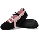 MAVMAX Mary Jane Shoes Ballet Sneakers for Women Casual Sneakers with Elastic Strap Non Slip Women's Ballet Flats with Foam Insole for Comfortable Daily Outgoing Work,Blackpink,US8.5