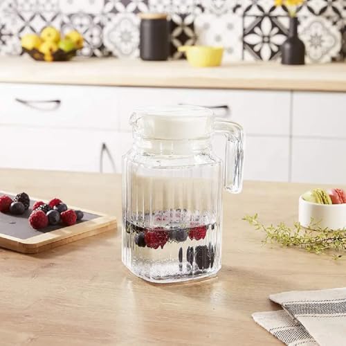 Image of 500 ml Glass Pitcher with Lid Fridge jug with Handle Glass Water jug Practical Juice Containers Easy to Use Milk Jug Iced Tea, Cocktails, Water (Small JUG 500 ML)