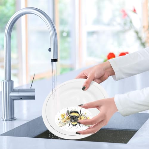 Image of Kcldeci 3 Pack Kitchen Scrub Sponges Fluffy Bumblebee Kitchen Dish Sponge Non-Scratch Microfiber Sponge for Household Cleaning Dishes, Pots and Pans