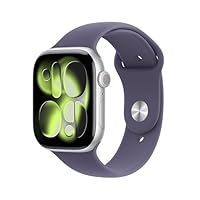 Apple Watch Series 11 [GPS, 46mm] Silver Aluminium Case with Purple Fog Sport Band - [S/M] - Sleep Score, Fitness Tracker, Health Monitoring, Always-On Display, Water Resistant