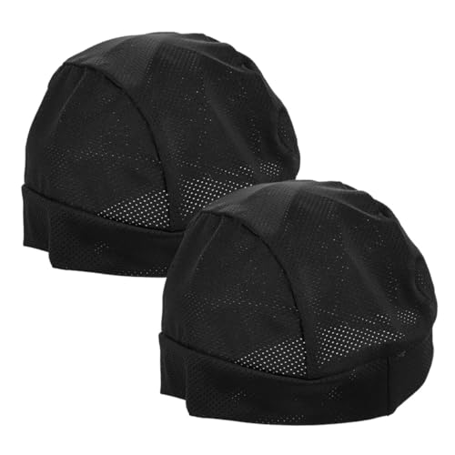 Mikikit 2Pcs Breathable Motorcycle Inner Liner Hat for Men Summer Windproof and UV Protection Cycling Cap for Outdoor Sports and Activities Black