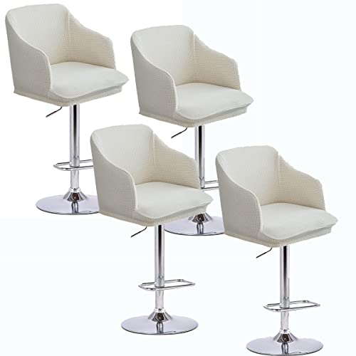 XGANGM Curved Back Bar Stool Slipcovers with Arms Set of 2/4/6 Stretch Bar Chair Slipcovers Bar Stool Cover Swivel Chair Protector for Counter Kitchen Dining Room Desk,Milk White,4PCS