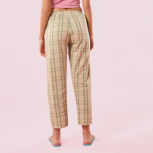 Image of Enamor Mid Rise Full Length Adjustable Drawstring Hangout Pant for Women - Relaxed Fit, Combed Cotton - E4A5