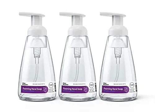 Clean Revolution Ready to Use Foaming Hand Soap| Three Pack | Jumbo 15.25oz Bottles | Gentle, Moisturizing &amp; Eco-Friendly | Real Essential Oils | Natural Lavender | 45.75 Total Fl Oz, Clear