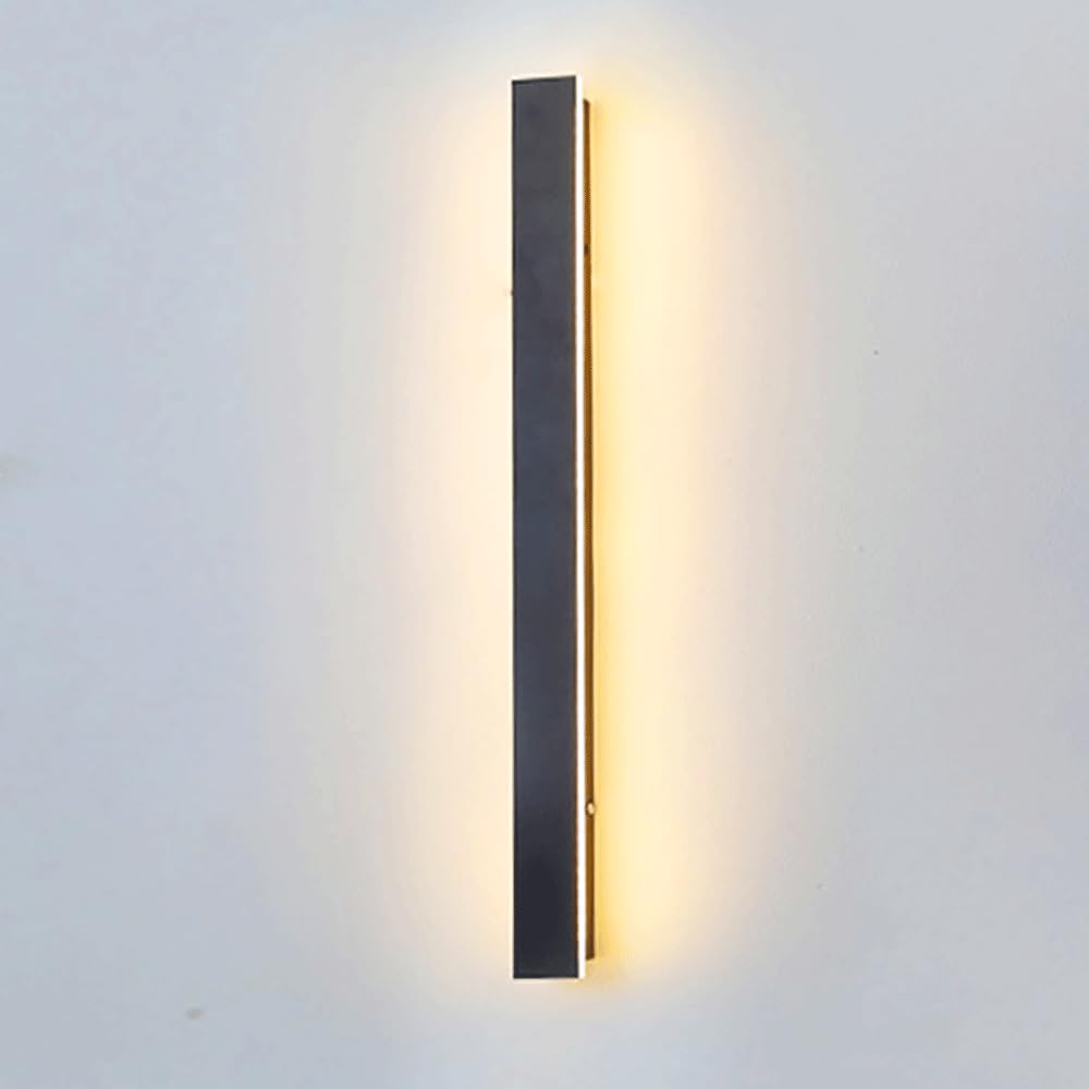 HYJAUSXB Modern Minimalist Waterproof Wall Sconce, Long Black LED Strip Light for Outdoor Use, 3000K Detive Porch Lighting, Sk Linear Design Exterior Illuminat
