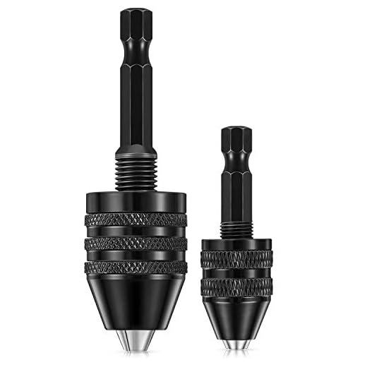 Homhelar 1/4 Inch Hex Shank Keyless Drill Chuck Quick Change Adapter Converter drill adapter (0.3mm-3.6mm 0.3mm-6.5mm)