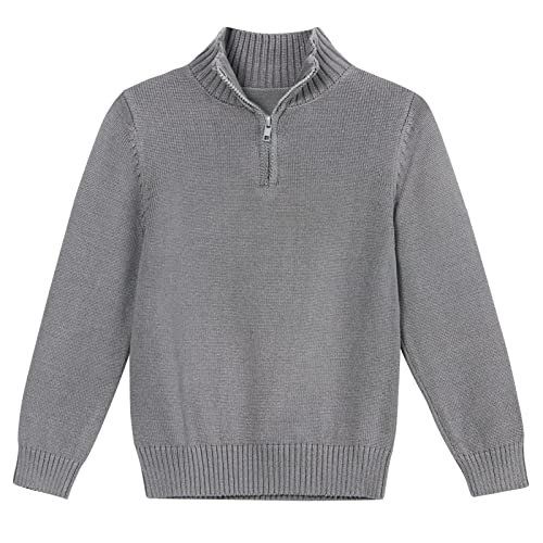 Adukide Little Boys Linght Grey Knitted Sweater Quarter Zip Pullover Sweatshirts Size 3 4 Long Sleeve Loose Lightweight Half Turtleneck Clothing #TOP25