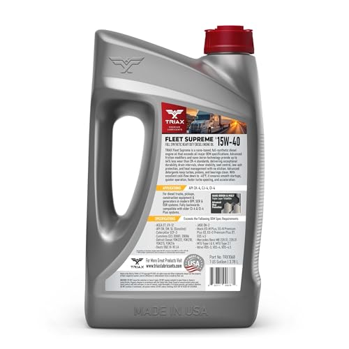 Triax Fleet Supreme 15W-40 API CK-4 Full Synthetic Heavy Duty Diesel Engine Oil | Moly Boron Friction Modified | Extended Drain (1 Gallon)