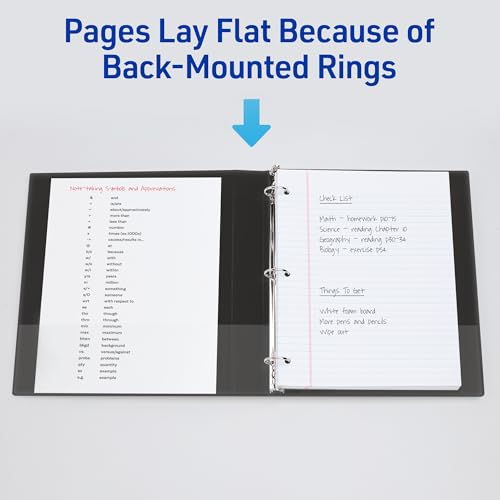 Avery® Standard View 3 Ring Binder, 0.5" Round Rings, 100-Sheet Capacity, 0.7 Inch Wide Spine, 1 White Binder, Ideal for Lightweight Organization and Occasional Referencing (05750) - Image 6