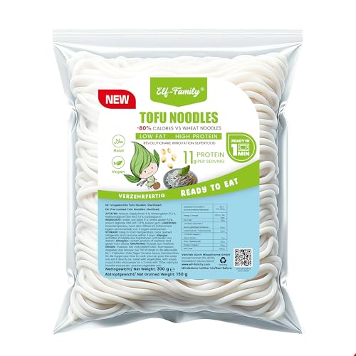 Elf-Family 300g×48er pack Tofu-Nudeln - Instant Nudeln High Protein,Weniger Kohlenhydrate, Low Carb, Vegan, schnelle Zubereitung, Authentisch aus Thailand, Low Fat/Zuckerfrei MHD: 08/11/2026