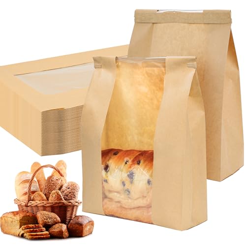 NPLUX 100 Pack Sourdough Bags with Tin Tie & Window