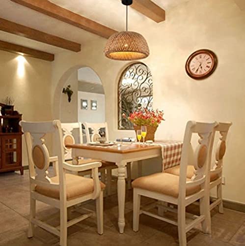 Lustre suspension rotin fait main plafonnier lanterne rétro ronde haut de gamme pour bureau