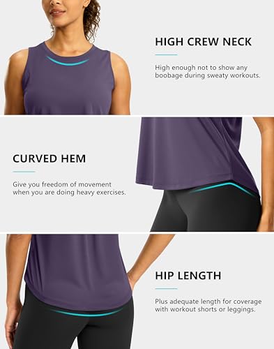G Gradual Workout Tank Top for Women Sleeveless Athletic Yoga Tops(Purple Grey,M) - image 5