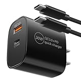PD 30W Fast Charger Compatible with Meta Quest 3 3S VR Headset, Dual Port USB Wall Charger + Type C Power Cord for Oculus Quest 2 Headset Accessories, 6.6Ft C to C Charging Cable Black