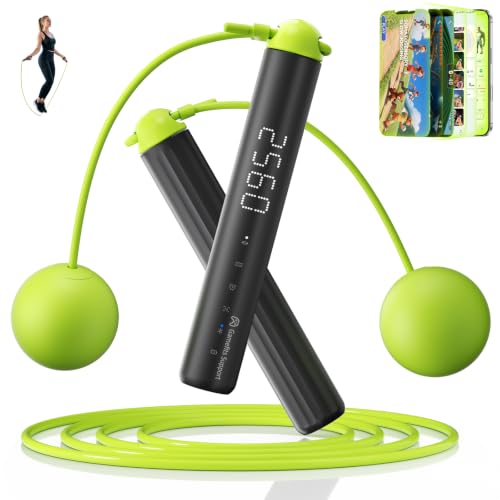 Layshawn Smart Jump Rope with 9-Axis Gyroscope,Wireless Jumping Rope,Supports Somatosensory Games Real-time Data Tracking via App,Fitness Jump Rope for Kids and Adults Ideal for Home or Gym (Green)