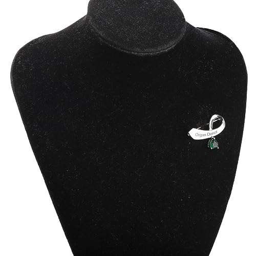 Image of CENWA Organ Donors Green Ribbon Zircon Brooch Pin Organ Donor Gift Organ Donation Awareness Kidney Donor Thank You Gift