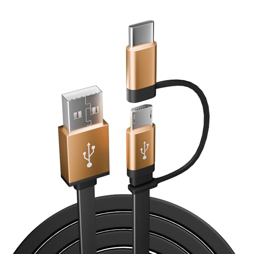 Cable de carga USB de repuesto compatible con Amazon Kindle E-Reader Paperwhite/Fire/Oasis Tablet/Fire Stick/4K Max/4K+/Lite HD/NOW TVs - Conector micro USB y tipo C 2 en 1