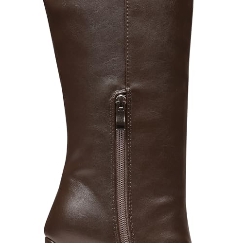 Image of Lovee Cosee Knee High Boots for Women Square Toe Chunky Heeled Boots with Side Zipper Fashion Dress Elastic Tall Boots