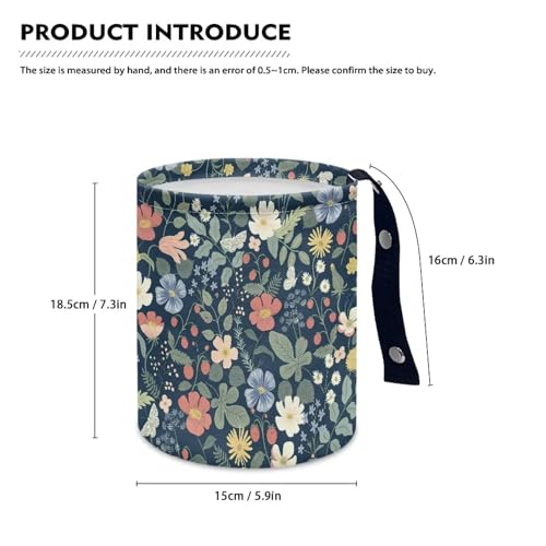 Image of Floral Leaf Car Garbage Can Mini Car Trash Bin Hanging Headrest with Adjustable Buttons Multipurpose Car Organizer