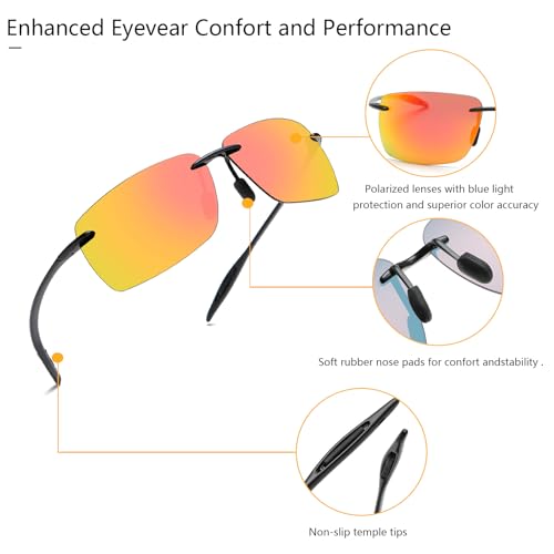 Image of Mens Sunglasses Polarized Frameless z87 Safety Sun Glasses For Women UV400 Anti Glare Mirror Mztrix Bex Sunglasses