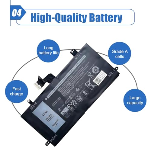 Image of J0PGR Laptop Battery Compatible with Dell Latitude 12 5285 5290 E5285 2-in-1 T17G T17G001 T17G002 Series Notebook 0J0PGR JOPGR 0RDYCT RDYCT 1WND8 X16TW 0X16TW 0FTH6F FTH6F 7.6V 42Wh /5250mAh