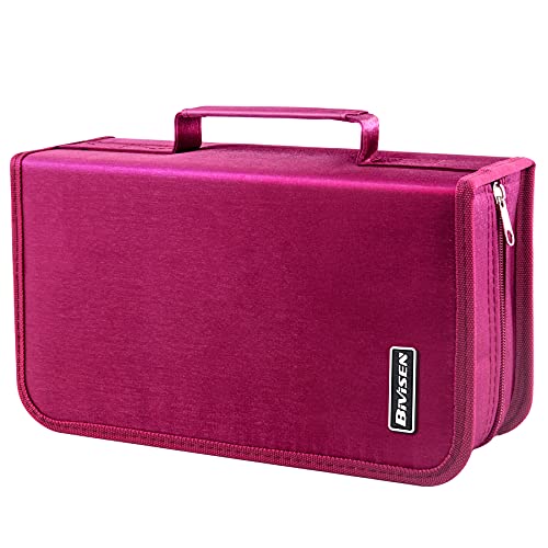 Bivisen CD DVD Case Holder, 128 Capacity CD VCD Media Wallet, Storage, Holder, Booklet, Organizer (Rose)