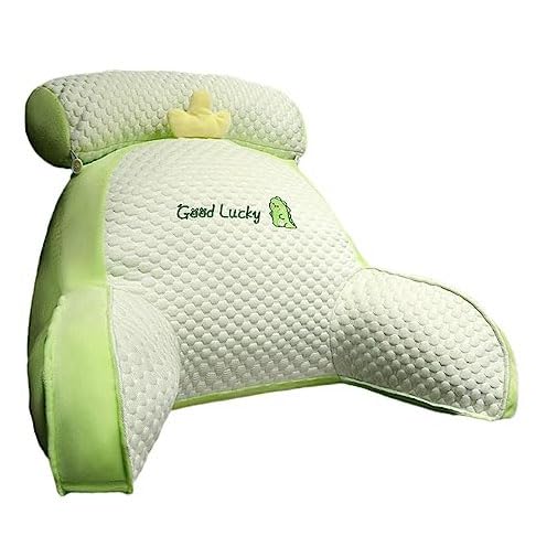 Reading Pillow Wedge Pillow for Bed Rest,Bed Cushion with Removable Bolster & Higher Support Arm, Cushion Gifts for Friends, Family,75 * 50cm, Green Dinosaur