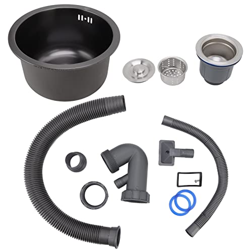 Küchenspüle, Runde Mini-Spüle aus Edelstahl, Einzelbecken aus Edelstahl...