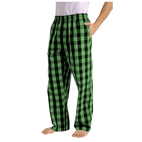 JiXiang Mens Pajama Pants Plaid Cozy Lounge Pants Baggy Lightweight Pjs Trousers Comfy Lounge Sleepwear Drawstring Pj Bottoms