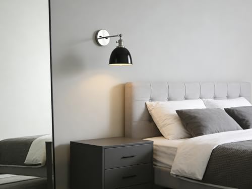 Phansthy 2 Stücke Wandleuchte mit Metall-Schirm Wandlampe Industrial Design, Innen Vintage Loft-Wandlampe E27 max. 40W für Wohnzimmer Schlafzimmer Büro Küche Flur Küche(Schwarz)