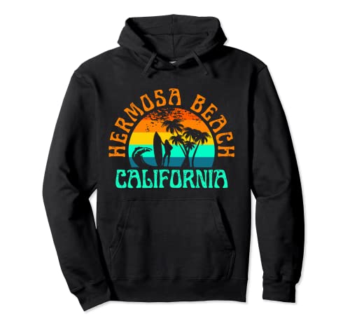 Hermosa Beach California Surfista Retro Atardecer Niñas Sudadera con Capucha