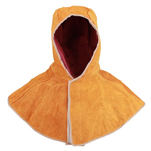 Leopacat Cagoule de soudure cuir de vachette fil ignifuge doublure pur coton respirante