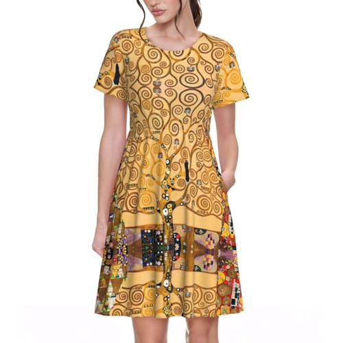 Robe col rond respirante et manches courtes pour le confort estival