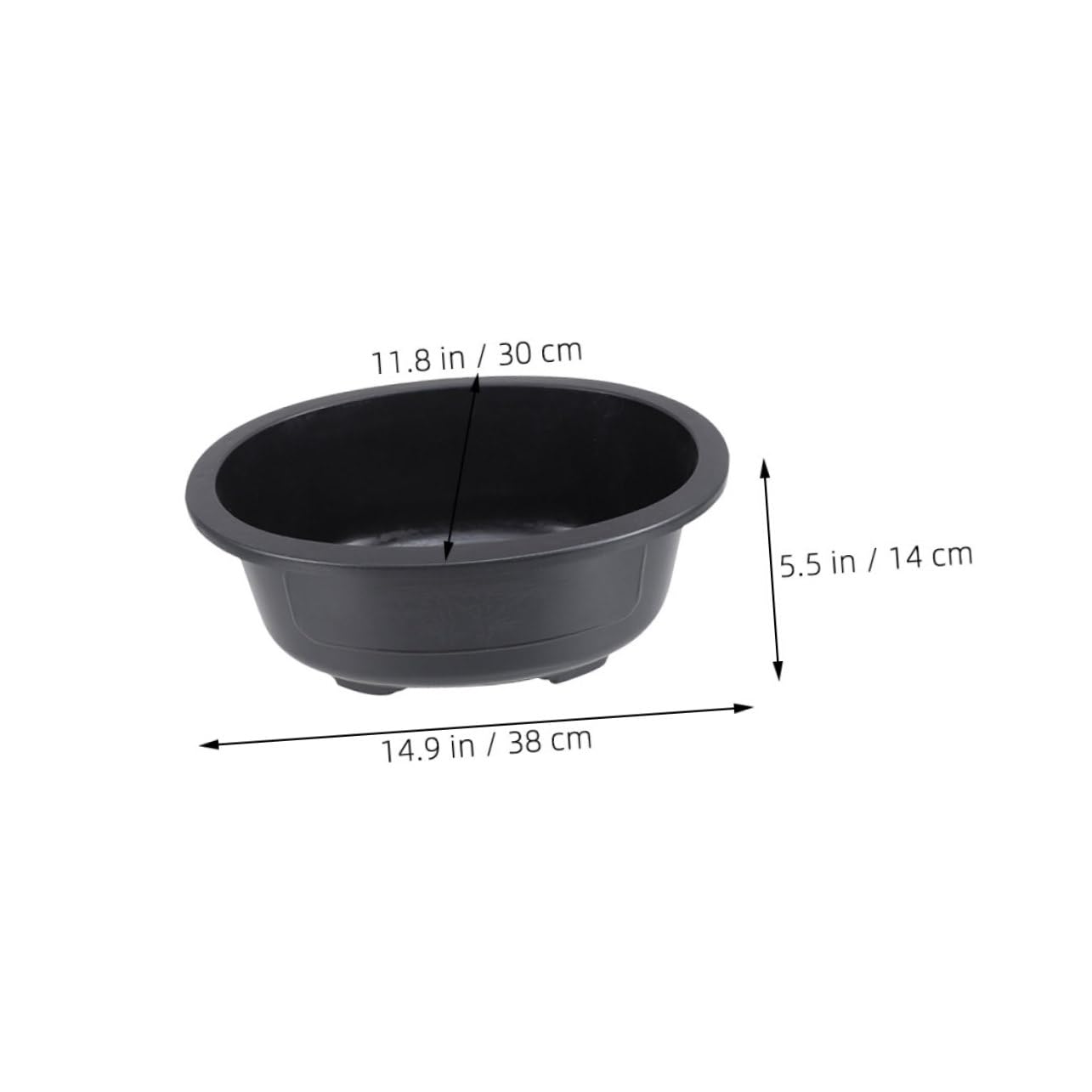 Set di 3 Vasi Ovali Grandi in Plastica con Foro di Drenaggio per Bonsai, per Giardino, Balcone e Piante da Esterno