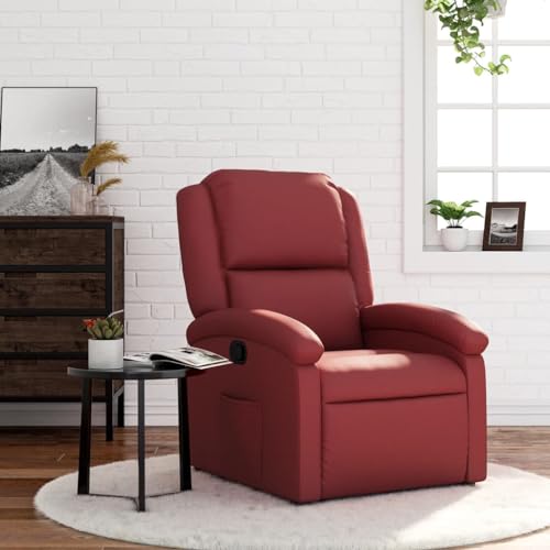 KTHLBRH Sillón reclinable de Cuero sintético Rojo Tinto Sillón Reclinable Eléctrico con Función Automática y Acolchado Cómodo
