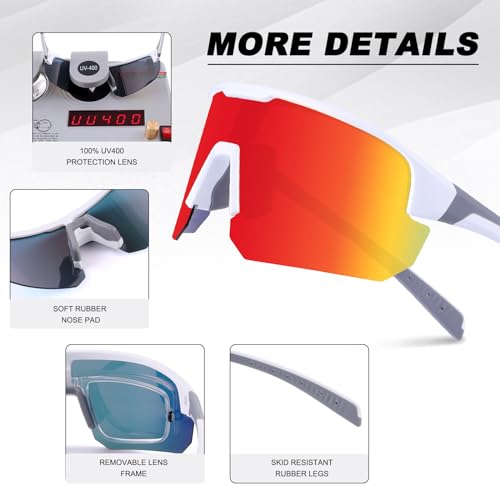 Image of BangLong Polarized Sports Sunglasses for Men Women UV400 Protection | TAC HD Lens, RX Insert Included, Lightweight Wrap-Around Design for Running Cycling Baseball Hiking