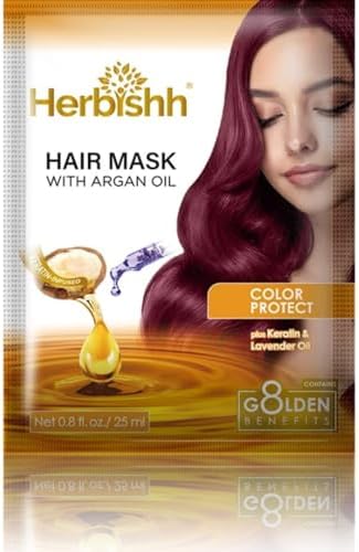 Herbishh Argan Hair Mask-Deep Conditioning & Hydration For Healthier Looking Hair- for very Dry, Weak, Stressed Out Hair, No Sulphates, No Parabens (25 ml)