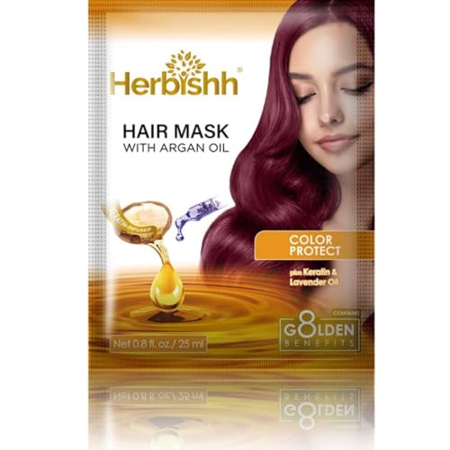 Image of Herbishh Argan Hair Mask-Deep Conditioning & Hydration For Healthier Looking Hair- for very Dry, Weak, Stressed Out Hair, No Sulphates, No Parabens (25 ml)