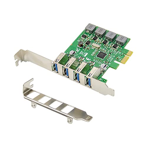 X-MEDIA XM-PEX-U304S 4-Port USB 3.0 PCI Express (PCIe x1) Card - PCI-E to USB 3.0 Expansion Adapter Card - VIA VL805 Chipset - Built-in Self-Powered - Standard/Low Profile Bracket Included