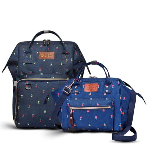 Image of VISMIINTREND Diaper Bag Combo for Mothers for Travel - Includes Mini and Large Diaper Backpack, Solid Premium Febric, Diaper Baby Bag, Maternity Hospital Handbag, Multipocket Stylish Nappy Bag for Mom