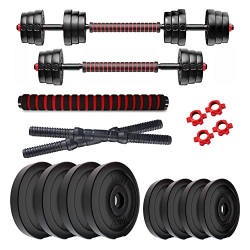 Image of Kore 3 In 1 Convertible 18 Kg PVC Dumbbells Set, Black
