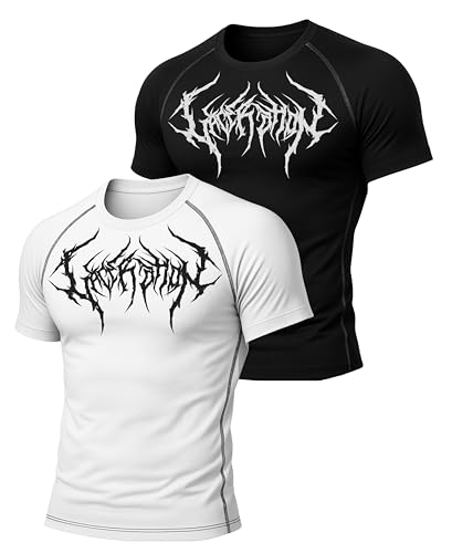 Image of BULLAR Men's Polyester Blend Compression T-Shirt, Half Sleeve Athletic Sports Tight, Crew Neck, Slim Fit Tshirt for Fitness and Workout