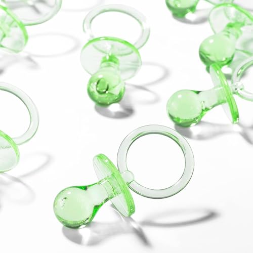 Image of Pacifiers for Baby Shower Game, 36 Large Size Plastic Pacifiers for Baby Shower Decoration DIY, Hunt Game Props, Gender Reveal Party Table Scatter(Green, 2.75 in)
