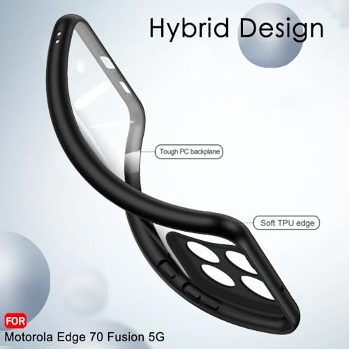 Image of TheGiftKart Hybrid Shockproof Back Cover Case for Motorola Moto Edge 70 Fusion 5G | Hard Back Cover Case for Moto Edge 70 Fusion 5G (PC & TPU, Transparent Clear Back, Black Sides)
